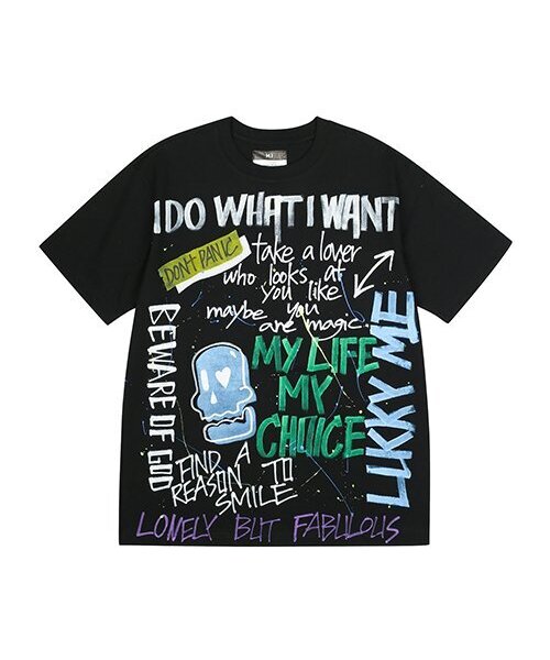 THE MADNESS(ザ マッドネス)の「HAND WORK SKULL T-SHIRTS_BK(Tシャツ/カットソー・メンズ・その他・MEDIUM)」の1枚目の写真