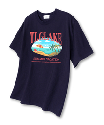 TI.GLAKE（ティーグレイク）の「Parasol Beach Overfit Short Sleeve T-Shirt Navy（Tシャツ/カットソー）」