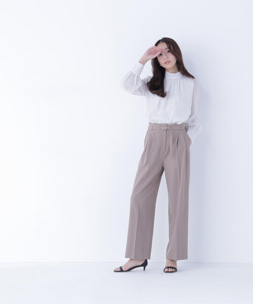 NATURAL BEAUTY BASIC（ナチュラルビューティーベーシック）の「◇ハイネックボリュームシアーブラウス（シャツ/ブラウス・レディース・オフホワイト/ベージュ/ラベンダー/グレー・MEDIUM/SMALL）」の15枚目の写真