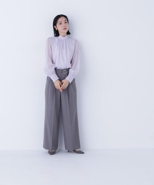 NATURAL BEAUTY BASIC(ナチュラルビューティーベーシック)の「◇ハイネックボリュームシアーブラウス(シャツ/ブラウス・レディース・オフホワイト/ベージュ/ラベンダー/グレー・MEDIUM/SMALL)」の7枚目の写真