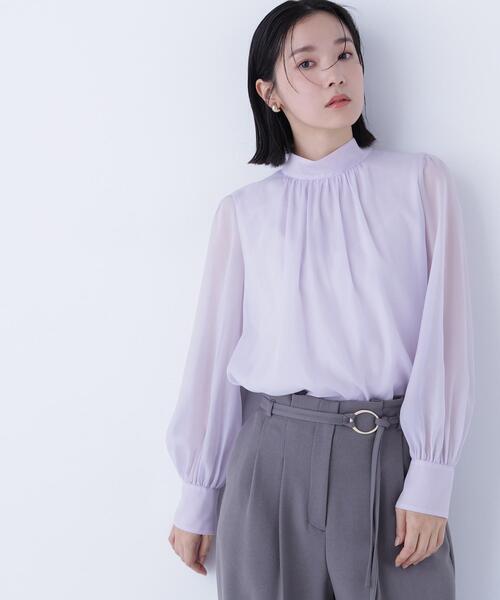NATURAL BEAUTY BASIC(ナチュラルビューティーベーシック)の「◇ハイネックボリュームシアーブラウス(シャツ/ブラウス・レディース・オフホワイト/ベージュ/ラベンダー/グレー・MEDIUM/SMALL)」の10枚目の写真
