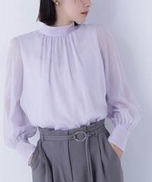 ◇ハイネックボリュームシアーブラウス