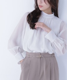 NATURAL BEAUTY BASIC | ◇ハイネックボリュームシアーブラウス(シャツ/ブラウス)