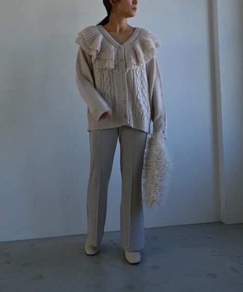 セール】shoulder frill cable knit cardigan（カーディガン/ボレロ