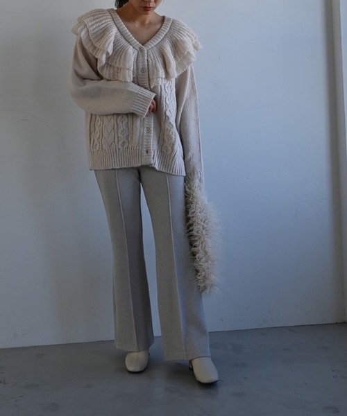 セール】shoulder frill cable knit cardigan（カーディガン/ボレロ