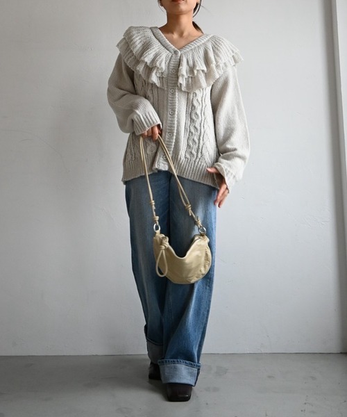 セール】shoulder frill cable knit cardigan（カーディガン/ボレロ