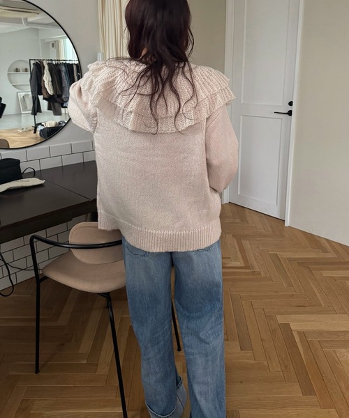 WILLFULLY(ウィルフリー)の「shoulder frill cable knit cardigan(カーディガン/ボレロ・レディース・その他/ストーン/ピンクベージュ・FREE)」の22枚目の写真