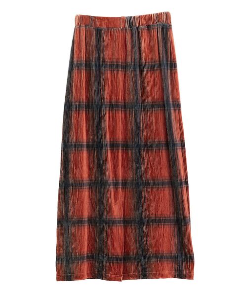 Green Parks(グリーンパークス)の「楊柳ベロアチェックIラインスカート(スカート・レディース・ネイビー/レッド/ベージュ/ブラック・FREE)」の14枚目の写真