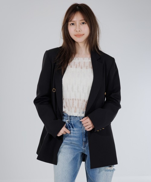 SENEE(セニー)の「feather lace square neck tops(フェザーレーススクエアネックトップス)(Tシャツ/カットソー・レディース・ブラック/アイボリー・FREE)」の13枚目の写真