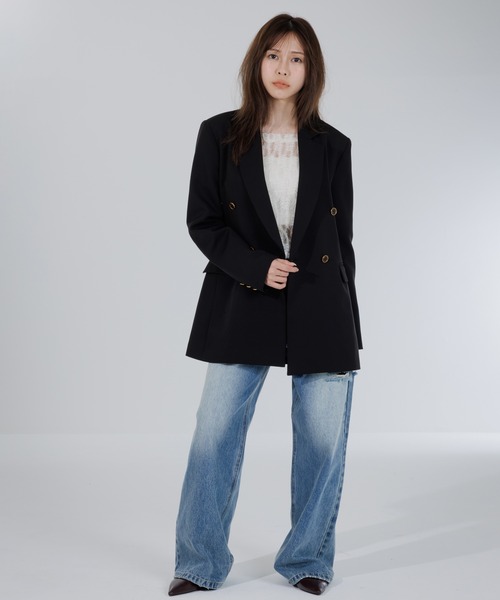 SENEE(セニー)の「feather lace square neck tops(フェザーレーススクエアネックトップス)(Tシャツ/カットソー・レディース・ブラック/アイボリー・FREE)」の14枚目の写真