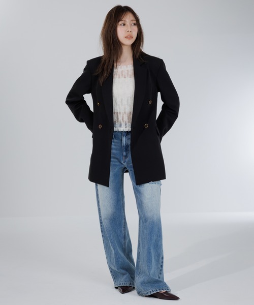 SENEE(セニー)の「feather lace square neck tops(フェザーレーススクエアネックトップス)(Tシャツ/カットソー・レディース・ブラック/アイボリー・FREE)」の16枚目の写真