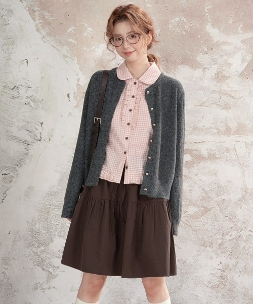 gossip！ロサンゼルス（ゴシップロサンゼルス）の「【Y2Kガーリー】レトロ ウエストシェイプ 長袖ブラウス/シャツ（シャツ/ブラウス・レディース・ピンク/ブラック・M）」の12枚目の写真