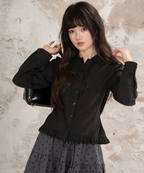 gossip！ロサンゼルス（ゴシップロサンゼルス）の「【Y2Kガーリー】レトロ ウエストシェイプ 長袖ブラウス/シャツ（シャツ/ブラウス・レディース・ピンク/ブラック・M）」の16枚目の写真