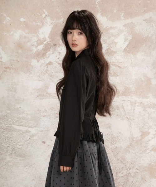 gossip！ロサンゼルス（ゴシップロサンゼルス）の「【Y2Kガーリー】レトロ ウエストシェイプ 長袖ブラウス/シャツ（シャツ/ブラウス・レディース・ピンク/ブラック・M）」の17枚目の写真