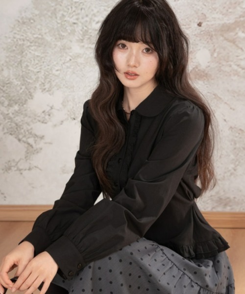 gossip！ロサンゼルス（ゴシップロサンゼルス）の「【Y2Kガーリー】レトロ ウエストシェイプ 長袖ブラウス/シャツ（シャツ/ブラウス・レディース・ピンク/ブラック・M）」の21枚目の写真