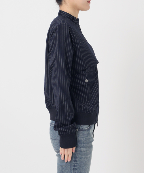 Oriens JOURNAL STANDARD（オリエンス ジャーナルスタンダード）の「ストライプバイカージャケット（その他アウター・レディース・ネイビー/グレー・FREE）」の15枚目の写真