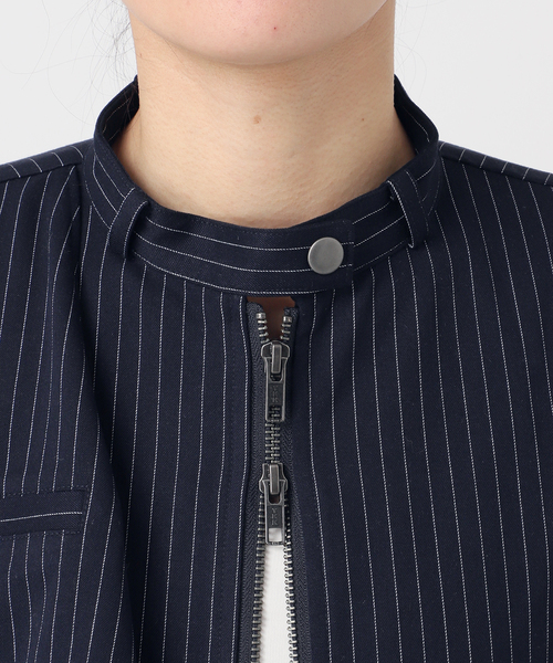 Oriens JOURNAL STANDARD（オリエンス ジャーナルスタンダード）の「ストライプバイカージャケット（その他アウター・レディース・ネイビー/グレー・FREE）」の21枚目の写真