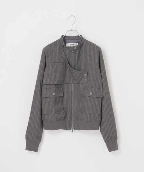 Oriens JOURNAL STANDARD（オリエンス ジャーナルスタンダード）の「ストライプバイカージャケット（その他アウター・レディース・ネイビー/グレー・FREE）」の22枚目の写真