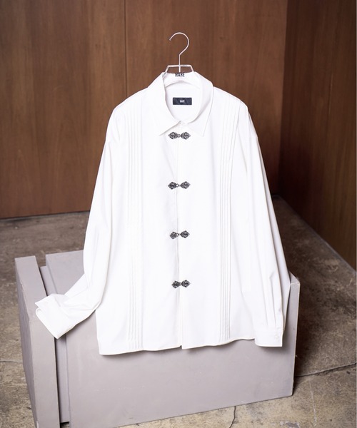 HARE（ハレ）の「YOSEメタルボタンプリーツシャツ(HARE)（シャツ/ブラウス・メンズ・パープル/グレー系その他/ブラック/ホワイト・FREE）」の2枚目の写真