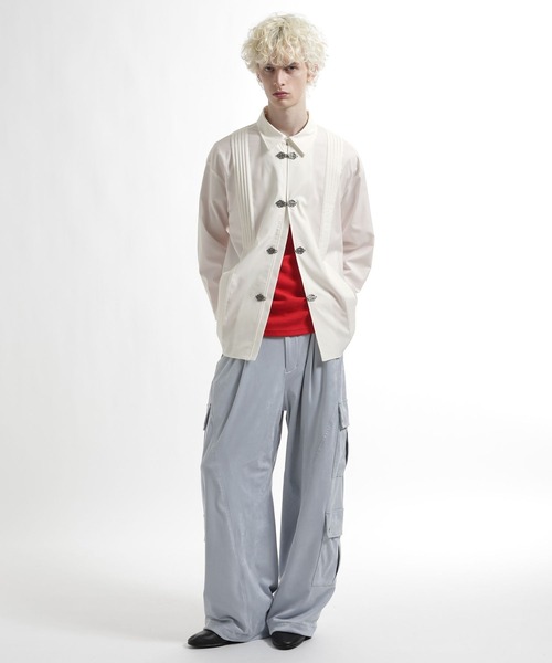 HARE（ハレ）の「YOSEメタルボタンプリーツシャツ(HARE)（シャツ/ブラウス・メンズ・パープル/グレー系その他/ブラック/ホワイト・FREE）」の21枚目の写真