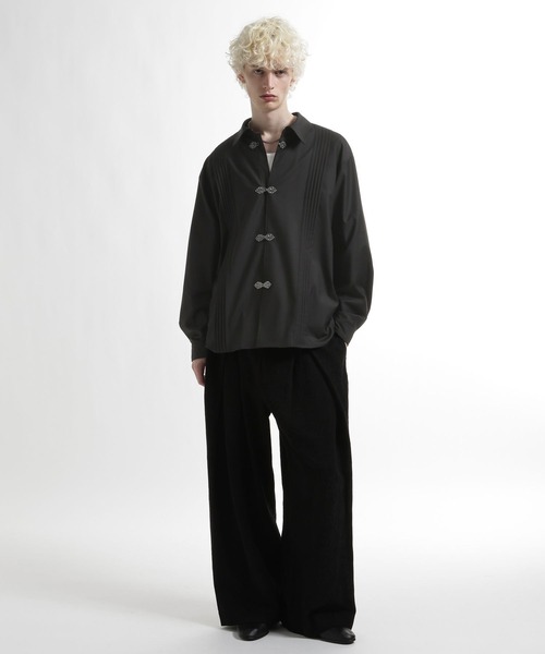 HARE（ハレ）の「YOSEメタルボタンプリーツシャツ(HARE)（シャツ/ブラウス・メンズ・パープル/グレー系その他/ブラック/ホワイト・FREE）」の22枚目の写真