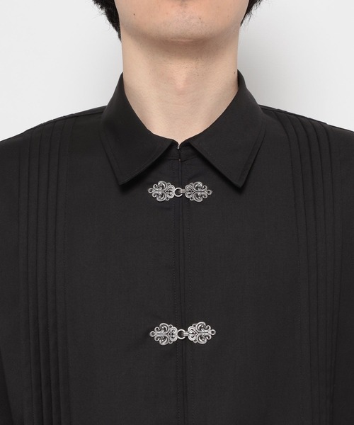 HARE（ハレ）の「YOSEメタルボタンプリーツシャツ(HARE)（シャツ/ブラウス・メンズ・パープル/グレー系その他/ブラック/ホワイト・FREE）」の9枚目の写真