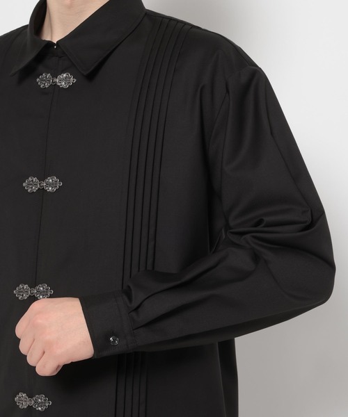 HARE（ハレ）の「YOSEメタルボタンプリーツシャツ(HARE)（シャツ/ブラウス・メンズ・パープル/グレー系その他/ブラック/ホワイト・FREE）」の10枚目の写真