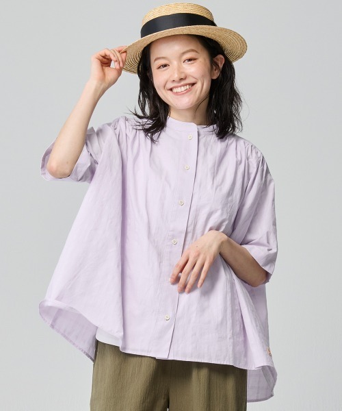 KRIFF MAYER Lady's Collection（クリフメイヤーレディースコレクション）の「ボックスギャザー半袖シャツ（シャツ/ブラウス・レディース・パープル/イエロー/オフホワイト/ブラック・LARGE/MEDIUM）」の3枚目の写真