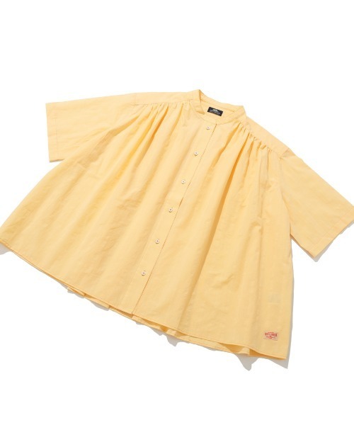KRIFF MAYER Lady's Collection（クリフメイヤーレディースコレクション）の「ボックスギャザー半袖シャツ（シャツ/ブラウス・レディース・パープル/イエロー/オフホワイト/ブラック・LARGE/MEDIUM）」の4枚目の写真