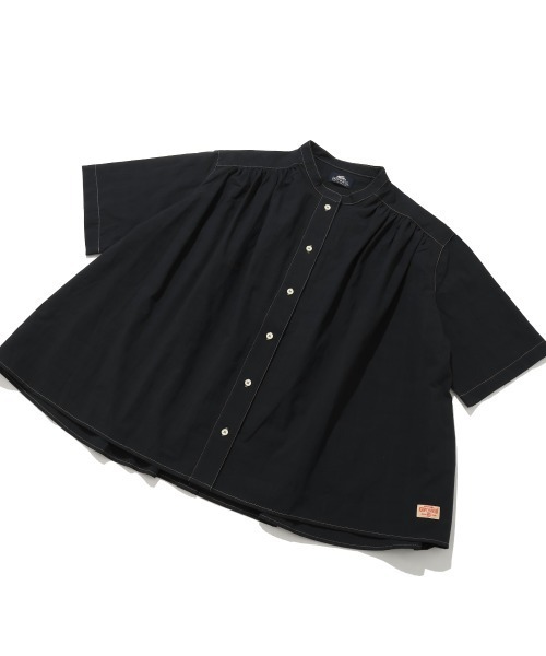 KRIFF MAYER Lady's Collection（クリフメイヤーレディースコレクション）の「ボックスギャザー半袖シャツ（シャツ/ブラウス・レディース・パープル/イエロー/オフホワイト/ブラック・LARGE/MEDIUM）」の2枚目の写真