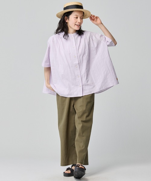 KRIFF MAYER Lady's Collection（クリフメイヤーレディースコレクション）の「ボックスギャザー半袖シャツ（シャツ/ブラウス・レディース・パープル/イエロー/オフホワイト/ブラック・LARGE/MEDIUM）」の11枚目の写真