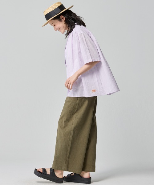 KRIFF MAYER Lady's Collection（クリフメイヤーレディースコレクション）の「ボックスギャザー半袖シャツ（シャツ/ブラウス・レディース・パープル/イエロー/オフホワイト/ブラック・LARGE/MEDIUM）」の12枚目の写真