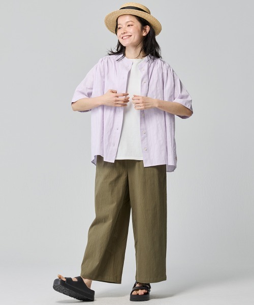 KRIFF MAYER Lady's Collection（クリフメイヤーレディースコレクション）の「ボックスギャザー半袖シャツ（シャツ/ブラウス・レディース・パープル/イエロー/オフホワイト/ブラック・LARGE/MEDIUM）」の13枚目の写真