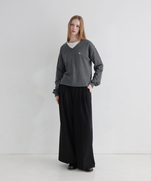 LILL（リル）の「Vネック/クルーネックワンポイントロゴハイゲージコットンミックスニット（ニット/セーター・メンズ・グレー系/ブラック系/ライトグレー/ベージュ/ブラック/ネイビー系・XL/L/M/S）」の16枚目の写真