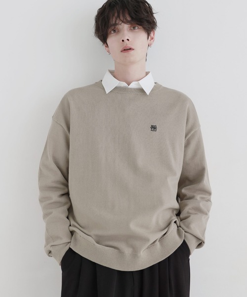 LILL（リル）の「Vネック/クルーネックワンポイントロゴハイゲージコットンミックスニット（ニット/セーター・メンズ・グレー系/ブラック系/ライトグレー/ベージュ/ブラック/ネイビー系・XL/L/M/S）」の17枚目の写真