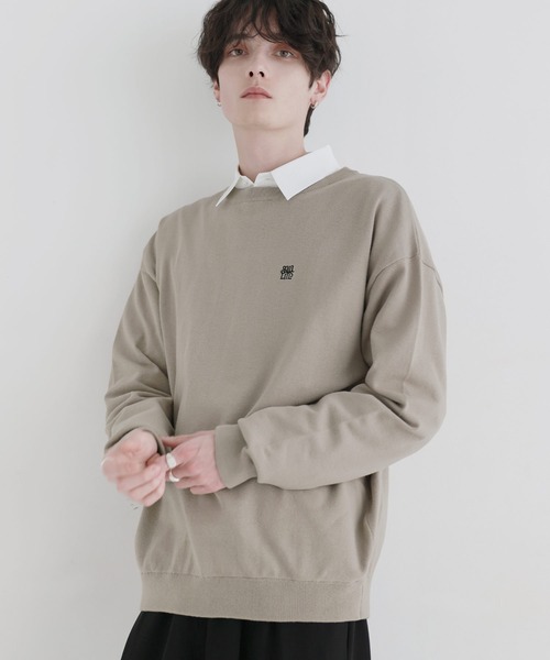 LILL（リル）の「Vネック/クルーネックワンポイントロゴハイゲージコットンミックスニット（ニット/セーター・メンズ・グレー系/ブラック系/ライトグレー/ベージュ/ブラック/ネイビー系・XL/L/M/S）」の18枚目の写真