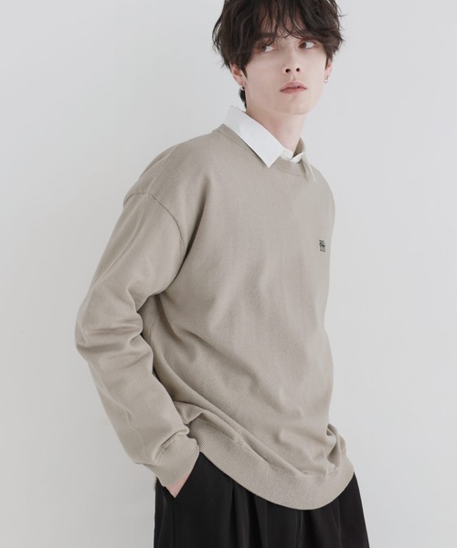 LILL（リル）の「Vネック/クルーネックワンポイントロゴハイゲージコットンミックスニット（ニット/セーター・メンズ・グレー系/ブラック系/ライトグレー/ベージュ/ブラック/ネイビー系・XL/L/M/S）」の19枚目の写真