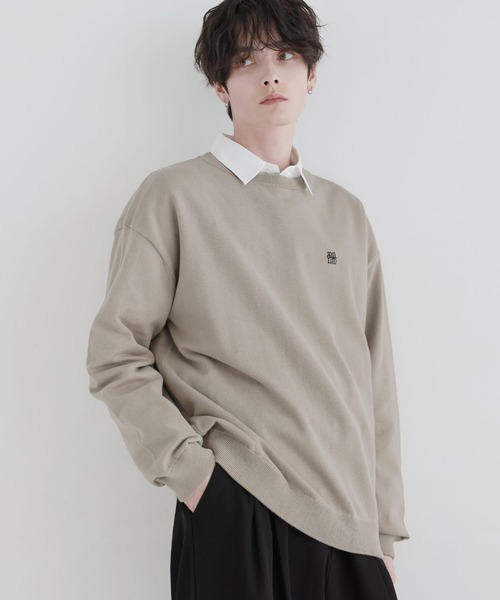 LILL（リル）の「Vネック/クルーネックワンポイントロゴハイゲージコットンミックスニット（ニット/セーター・メンズ・グレー系/ブラック系/ライトグレー/ベージュ/ブラック/ネイビー系・XL/L/M/S）」の20枚目の写真