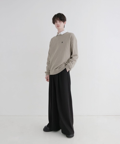 LILL（リル）の「Vネック/クルーネックワンポイントロゴハイゲージコットンミックスニット（ニット/セーター・メンズ・グレー系/ブラック系/ライトグレー/ベージュ/ブラック/ネイビー系・XL/L/M/S）」の21枚目の写真