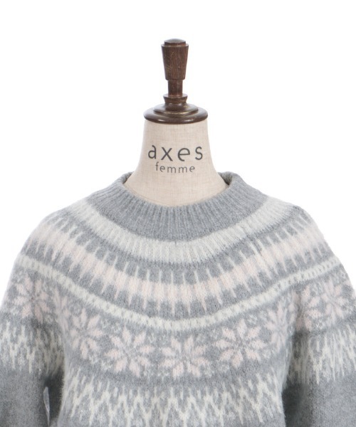 axes femme（アクシーズファム）の「雪柄フェアアイルニット（ニット/セーター・レディース・キナリ/ネイビー/グレー・FREE）」の14枚目の写真