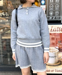 ポロニット+プリーツスカートセットアップ