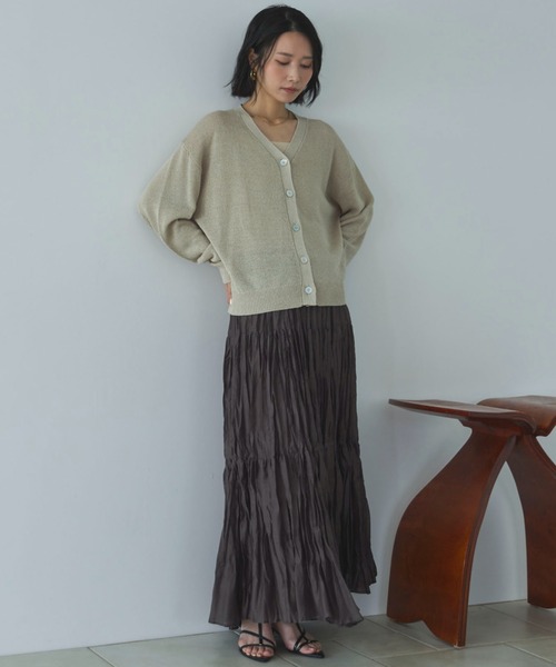 Doux archives（ドゥアルシーヴ）の「ペーパーヤーンカシュクールカーディガン（カーディガン/ボレロ・レディース・ミント/ベージュ/チャコールグレー・FREE）」の5枚目の写真