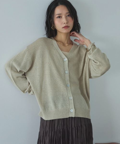 Doux archives（ドゥアルシーヴ）の「ペーパーヤーンカシュクールカーディガン（カーディガン/ボレロ・レディース・ミント/ベージュ/チャコールグレー・FREE）」の11枚目の写真
