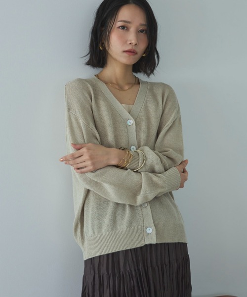 Doux archives（ドゥアルシーヴ）の「ペーパーヤーンカシュクールカーディガン（カーディガン/ボレロ・レディース・ミント/ベージュ/チャコールグレー・FREE）」の14枚目の写真