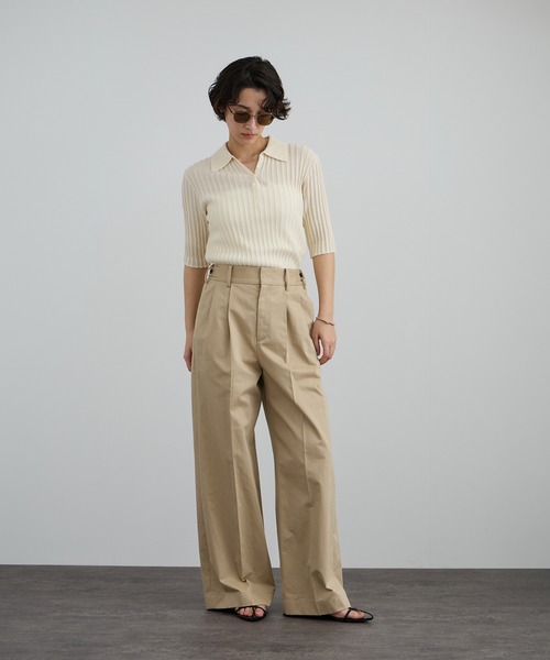SALON adam et rope'（サロン アダム エ ロペ）の「ワイドリブスキッパーポロシャツ（ポロシャツ・レディース・ピンク/ブラック/オフホワイト・FREE）」の6枚目の写真