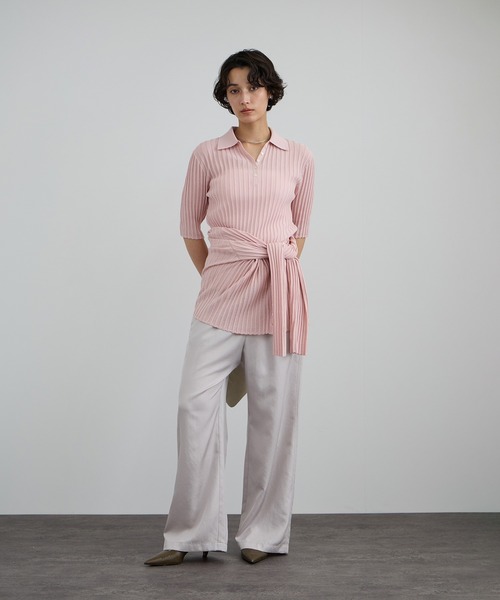 SALON adam et rope'（サロン アダム エ ロペ）の「ワイドリブスキッパーポロシャツ（ポロシャツ・レディース・ピンク/ブラック/オフホワイト・FREE）」の8枚目の写真