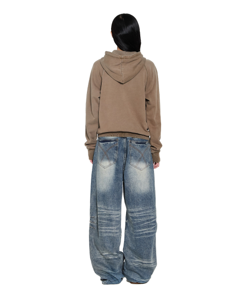 AAKAM（アーカム）の「Pigment Dyed Cross Zip-Up Hoodie (Brown)（パーカー・レディース・その他・2/1）」の6枚目の写真