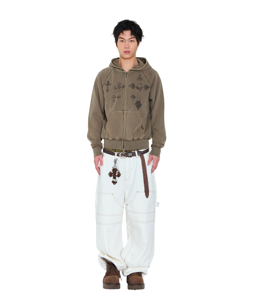 AAKAM（アーカム）の「Pigment Dyed Cross Zip-Up Hoodie (Brown)（パーカー・レディース・その他・2/1）」の13枚目の写真