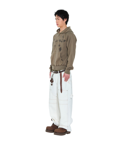 AAKAM（アーカム）の「Pigment Dyed Cross Zip-Up Hoodie (Brown)（パーカー・レディース・その他・2/1）」の14枚目の写真
