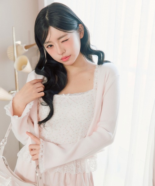 OLIVE des OLIVE（オリーブデオリーブ）の「袖レース配色カーデ（カーディガン/ボレロ・レディース・オフホワイト/サックスブルー/ブラック/ピンク・FREE）」の22枚目の写真